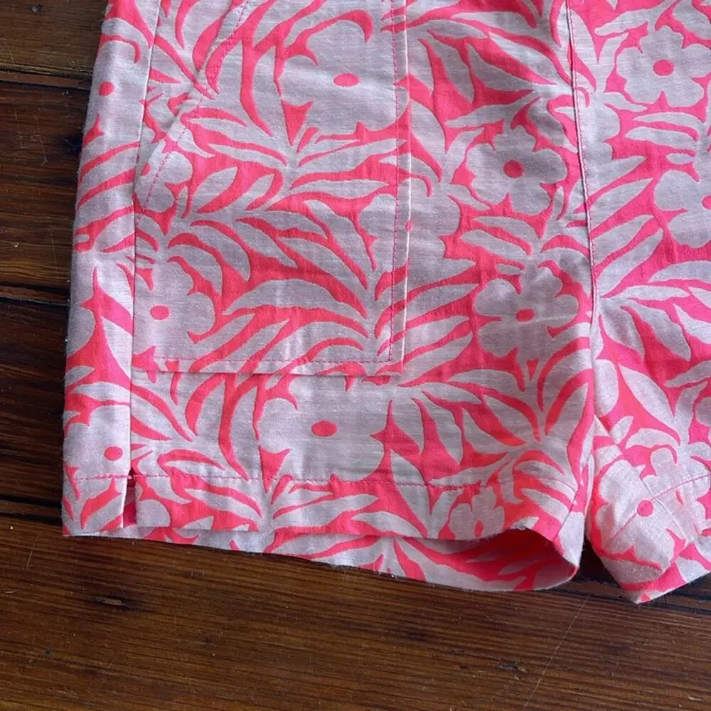J. Crew botanical plumeria relief print jacquard side zip hi rise dress shorts 2